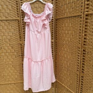 DOKOTOO Ruffled Long Pink Dress Women’s XL‎